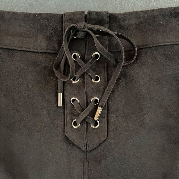 Abercrombie & Fitch Womens Mini Skirt Sz 8 Lace Up Whimsigoth Punk Festival Rock - Picture 3 of 10